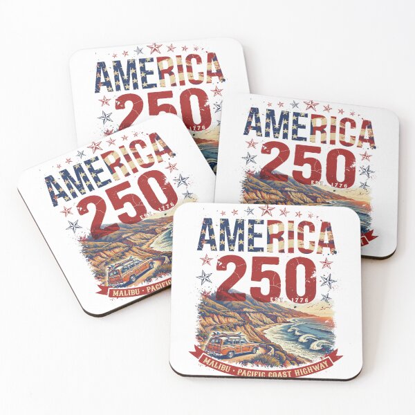 Item preview, America 250 Malibu T-Shirt | Pacific Coast Highway Woody Wagon Patriotic 1776-2026 Tee v4 designed and sold by DarylWelsh2024.