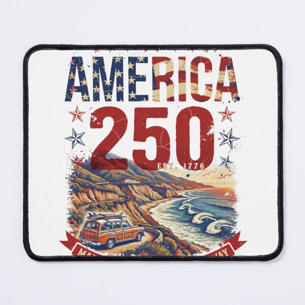 Item preview, America 250 Malibu T-Shirt | Pacific Coast Highway Woody Wagon Patriotic 1776-2026 Tee v4 designed and sold by DarylWelsh2024.