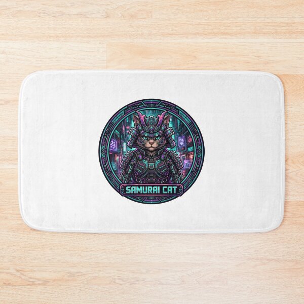 Item preview, Cyberpunk Samurai Cat - Japanese Neon Sci-Fi Warrior designed and sold by Surviving Monday Club.