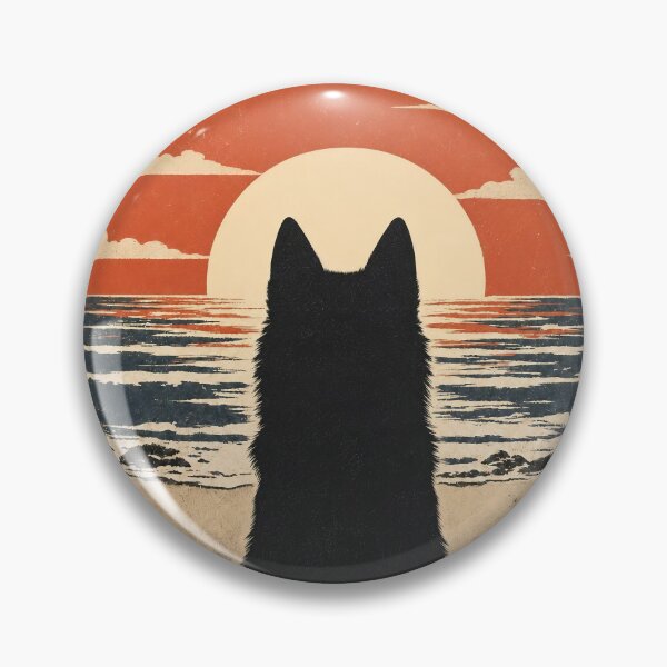 Artikelvorschau, Husky-Silhouette im Sonnenuntergang | Retro-Ozeanhund-Kunst entworfen und verkauft von FireWildChild.