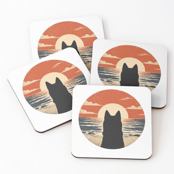 Item preview, Husky Silhouette Sunset | Retro Ocean Dog Art designed and sold by FireWildChild.