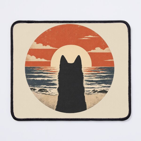 Item preview, Husky Silhouette Sunset | Retro Ocean Dog Art designed and sold by FireWildChild.