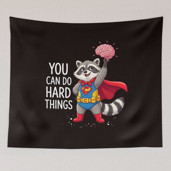 Item preview, You Can Do Hard Things Raccoon Meme Motivational Teacher designed and sold by w66aboo.
