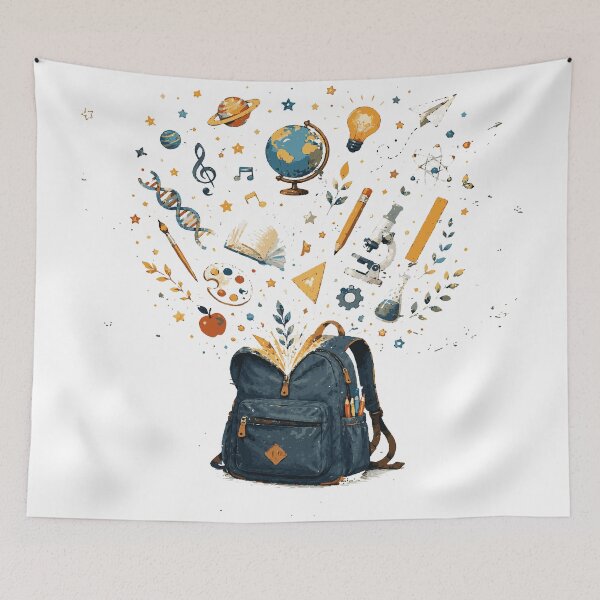 Item preview, Magical School Backpack T-Shirt & Sticker | Back to School Learning Adventure Illustration designed and sold by Sunday.Supply.