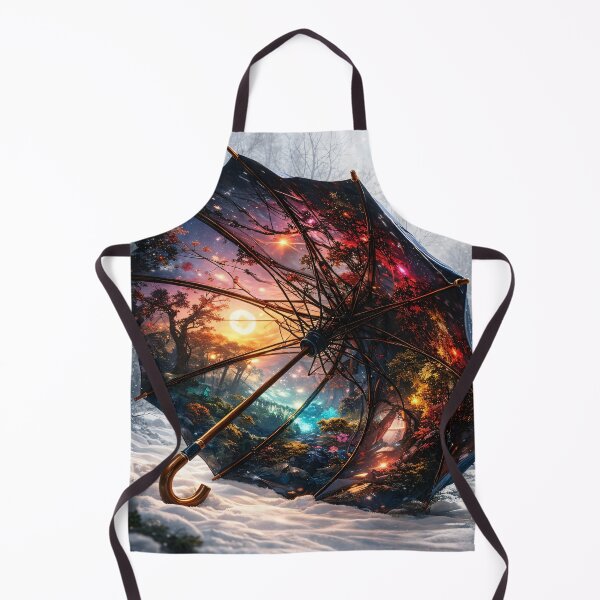 Item preview, Magical Umbrella Portal in Winter Forest – Surreal Fantasy Landscape Print designed and sold by Kaleidoscope Print.