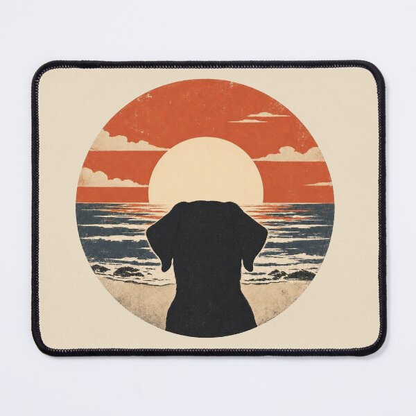Item preview, Labrador Retriever Silhouette Sunset | Retro Ocean Dog Art designed and sold by FireWildChild.