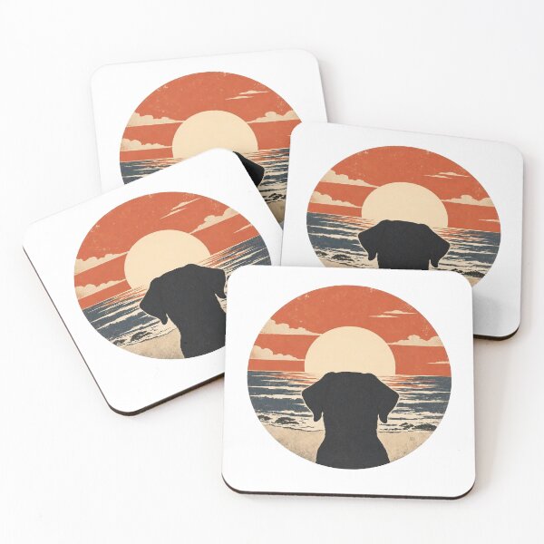 Item preview, Labrador Retriever Silhouette Sunset | Retro Ocean Dog Art designed and sold by FireWildChild.