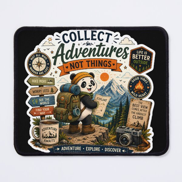 Item preview, Collect Adventures Not Things Panda Sticker | Cute Hiking Panda | Adventure Travel Sticker designed and sold by GenZStickerHub1.