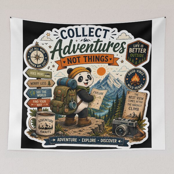Item preview, Collect Adventures Not Things Panda Sticker | Cute Hiking Panda | Adventure Travel Sticker designed and sold by GenZStickerHub1.