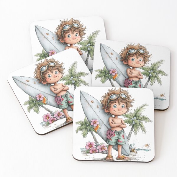 Item preview, Cute surfer boy on the summer beach – whimsical design designed and sold by Lines, forms and colors.