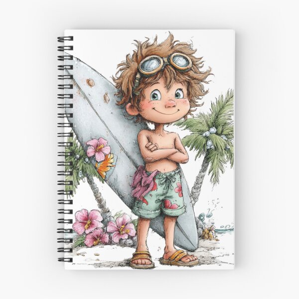 Item preview, Cute surfer boy on the summer beach – whimsical design designed and sold by aliencharm.