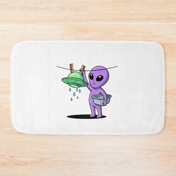 Item preview, Cute Purple Alien Hanging UFO On Clothesline designed and sold by Rare By Hero.