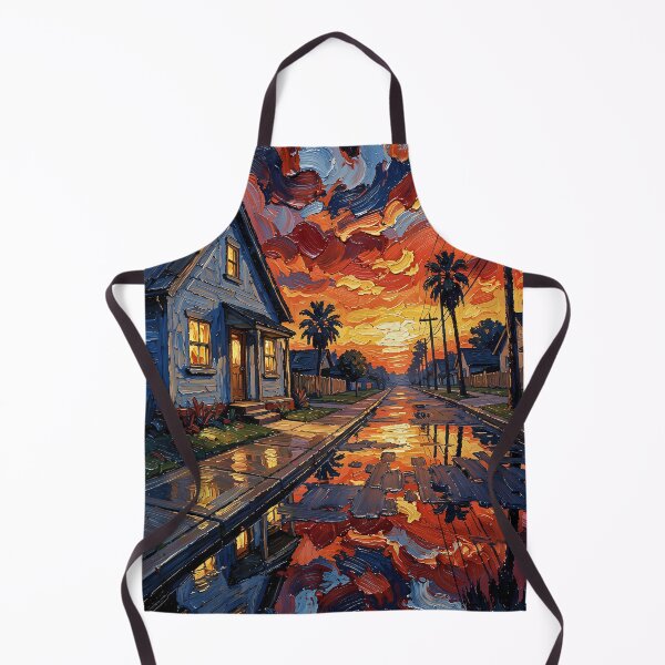 Item preview, Impasto Dream: Flaming sunset and palm trees designed and sold by VoidVeilStudio.