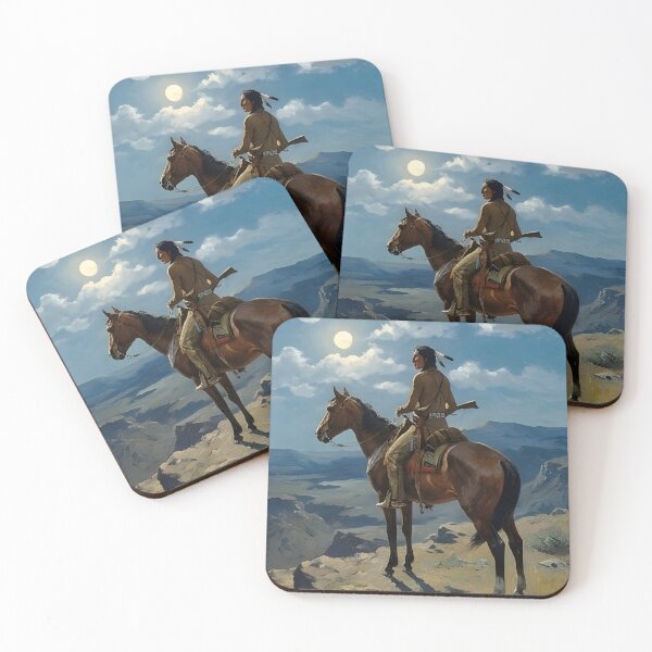 Item preview, Native American Warrior On Horseback Under Full Moon Fine Art designed and sold by GreatPeopleMind.