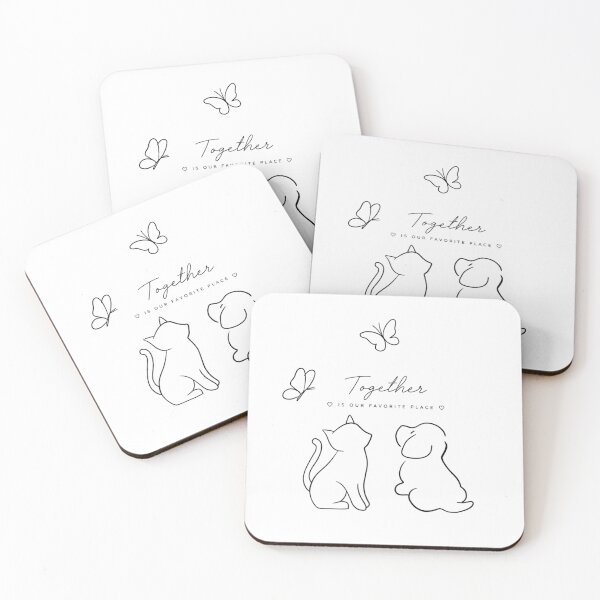 Item preview, Together Is Our Favorite Place – Cute Cat & Dog Love designed and sold by  Mirai_Art  ⭐⭐⭐⭐.
