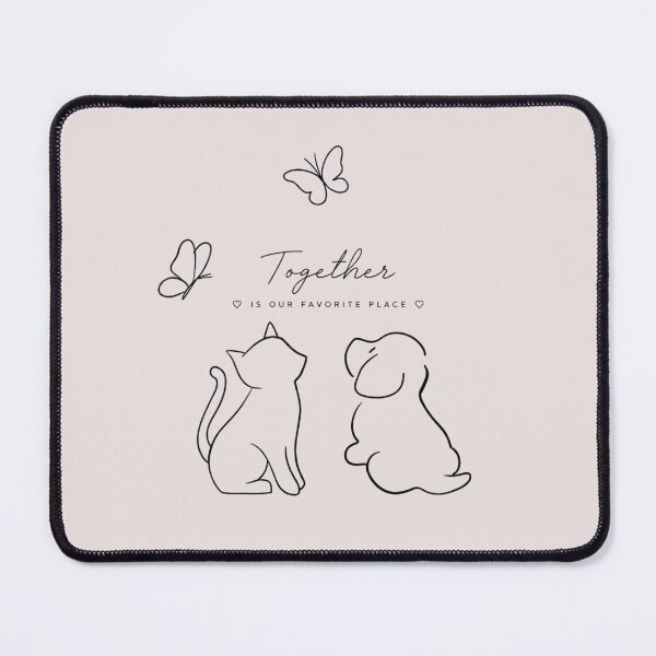 Item preview, Together Is Our Favorite Place – Cute Cat & Dog Love designed and sold by Mirai_Art ⭐⭐⭐⭐.