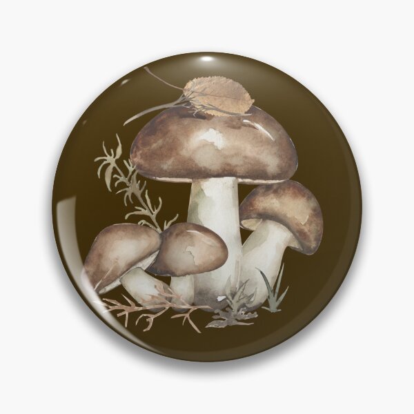 Item preview, ​Dark Brown Earthy Watercolor Mushroom Cottagecore Pattern designed and sold by ​Jyoti Digital Artist.