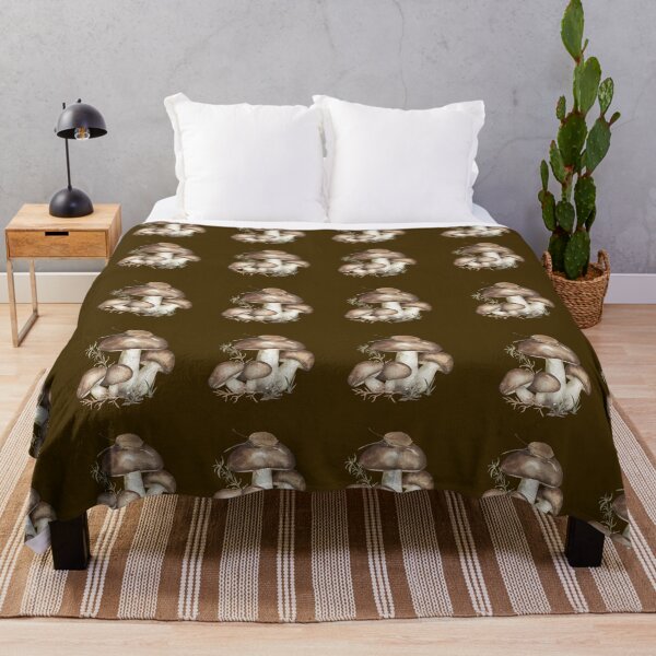 Item preview, Dark Brown Earthy Watercolor Mushroom Cottagecore Pattern designed and sold by Jyoti Digital Artist.