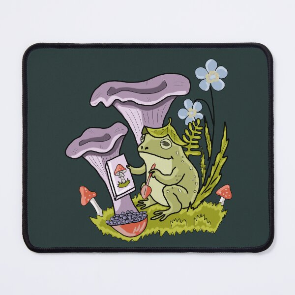 Item preview, Frog Cottagecore Art: Toad Painter Under Giant Purple Mushrooms designed and sold by LeshanArt.