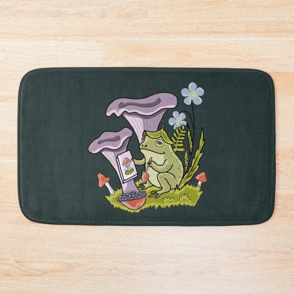 Item preview, ​Frog Cottagecore Art: Toad Painter Under Giant Purple Mushrooms  designed and sold by LeshanArt.