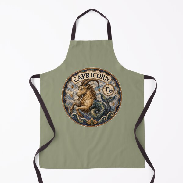 Item preview, Capricorn Zodiac Mosaic Emblem – Ornate Sea-Goat Astrology Symbol in Vintage Gold and Blue designed and sold by portokalis.