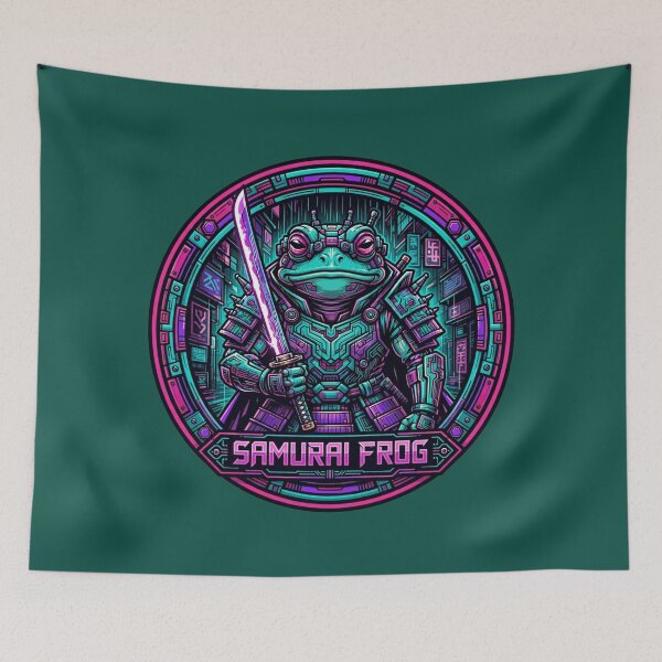 Item preview, Cyberpunk Samurai Frog - Neon Cyber Ninja Amphibian designed and sold by Surviving Monday Club.