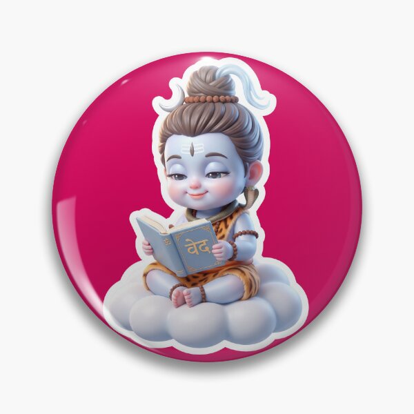 Item preview, Chibi Baby Shiva Soft Smile Reading Sticker – 3D Cute Hindu God Illustration designed and sold by krazzyremo.