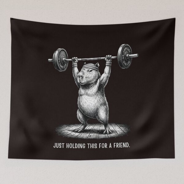 Item preview, Weightlifting Capybara Just Holding This For A Friend Humor designed and sold by w66aboo.