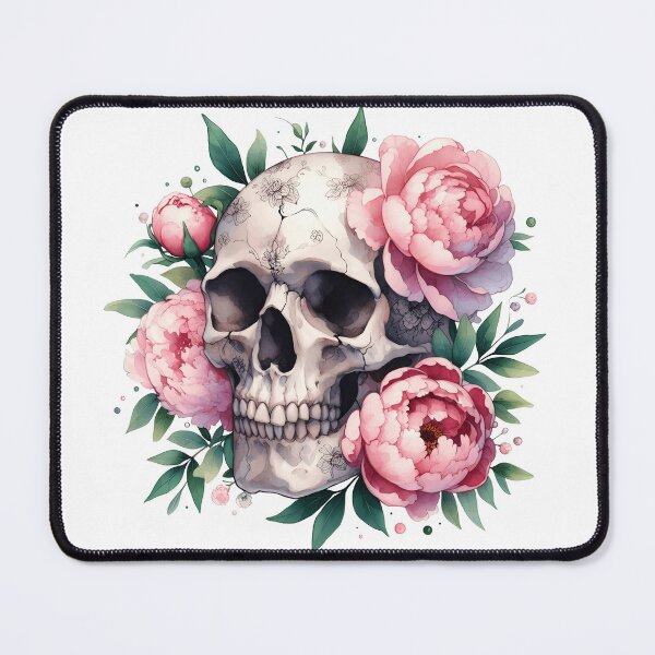 Item preview, Cottagecore Gothic Floral Skull Art designed and sold by Lorraine Cozy Corner.