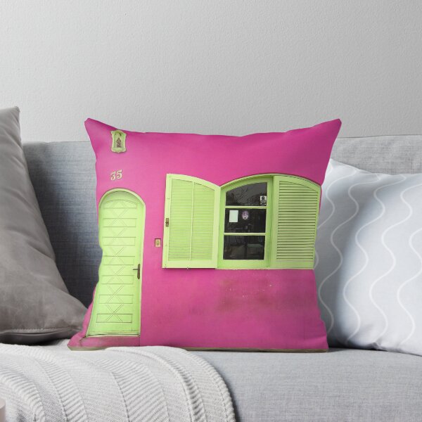 Item preview, Tropical island yellow door and pink house color fine art photograph wall art designed and sold by Jéanpaul  Ferro.