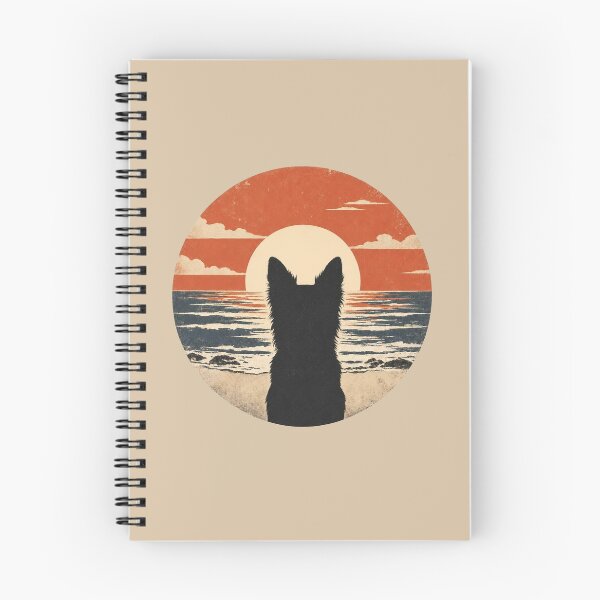 Item preview, Border Collie Silhouette Sunset | Retro Ocean Dog Art designed and sold by FireWildChild.