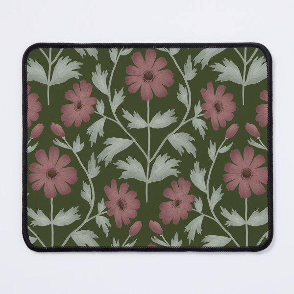 Item preview, Anemone Damask - Dark Forest Green Botanical Pattern designed and sold by Ema Tudose.