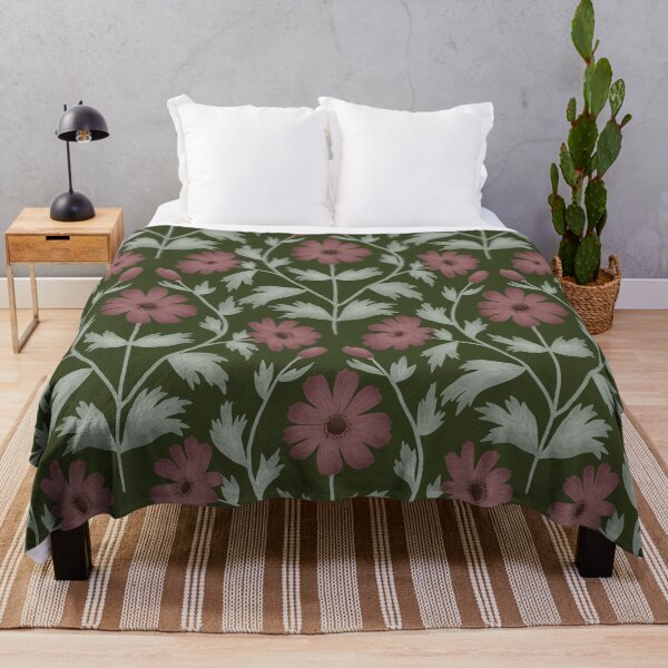 Item preview, Anemone Damask - Dark Forest Green Botanical Pattern designed and sold by Ema Tudose.