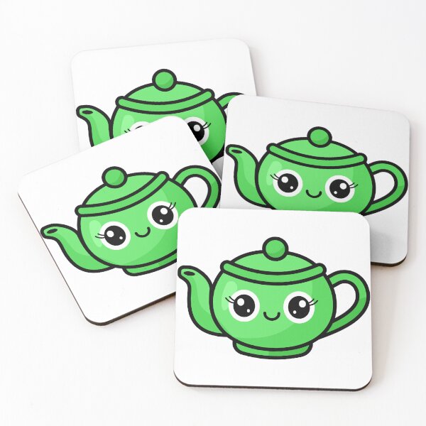 Item preview, Cute Green Teapot Kawaii Illustration designed and sold by chaaval.
