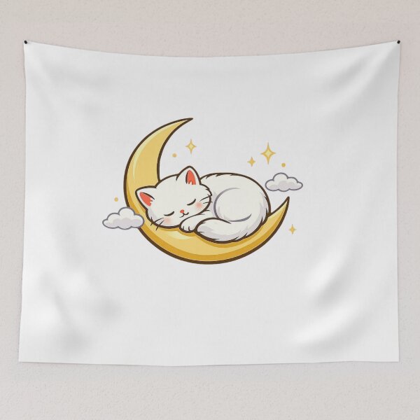 Item preview, Moonlit Cat Dreams-cute Sleeping kitten on Crescent Moon designed and sold by teeNova Wear.