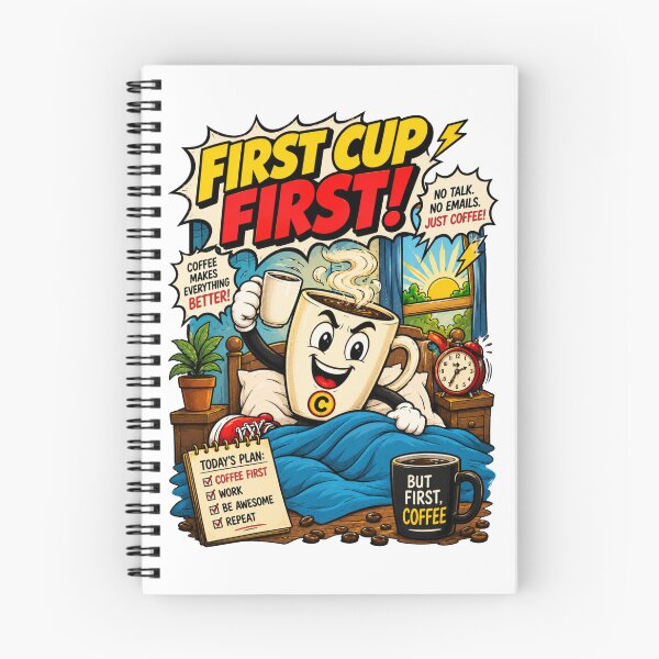 Item preview, First Cup First – Funny Comics Design designed and sold by Mac Sketches.