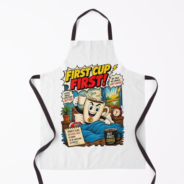 Item preview, First Cup First – Funny Comics Design designed and sold by Mac Sketches.