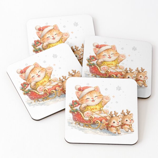 Item preview, Orange Tabby Cat Riding Santa Sleigh designed and sold by Wawa5656.