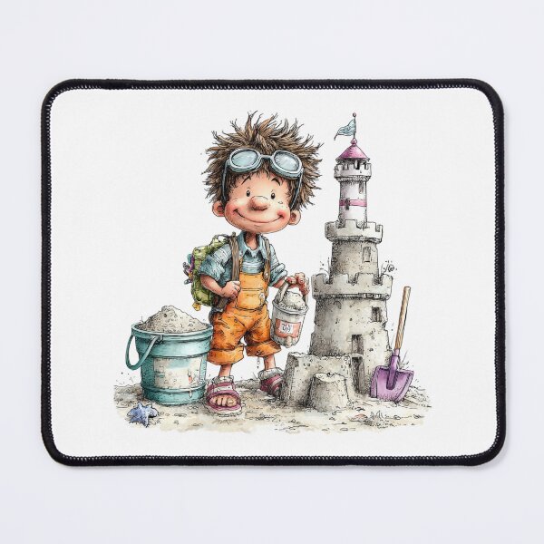 Item preview, Cute boy making sandcastles - whimsical design designed and sold by aliencharm.