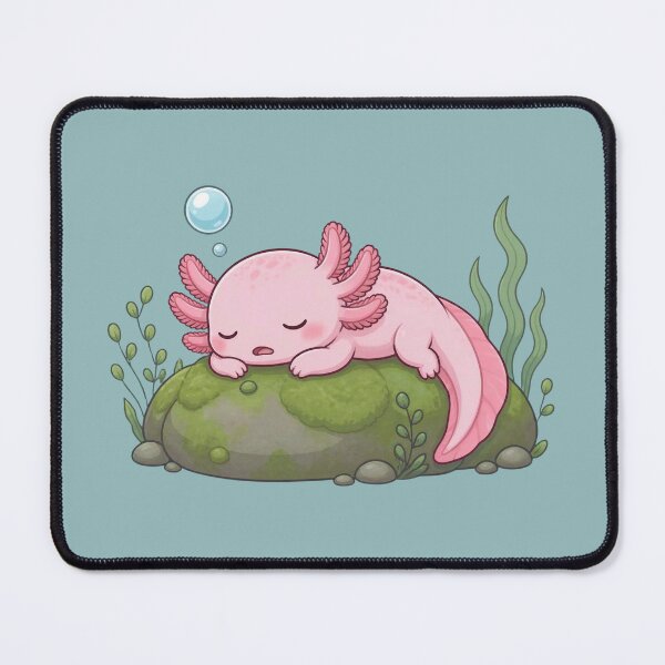 Item preview, Sleeping Axolotl on Mossy Rock - Cute Aquarium Pet Nap Art designed and sold by Knacky Print.