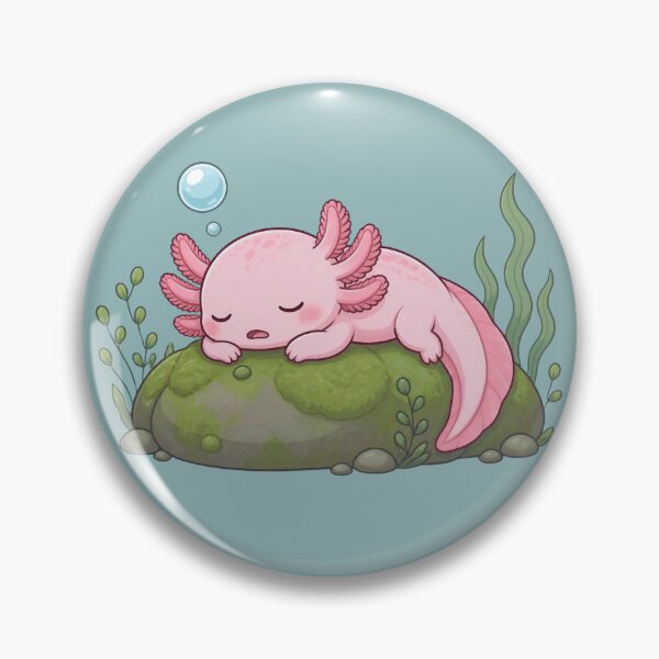Item preview, Sleeping Axolotl on Mossy Rock - Cute Aquarium Pet Nap Art designed and sold by Knacky Print.