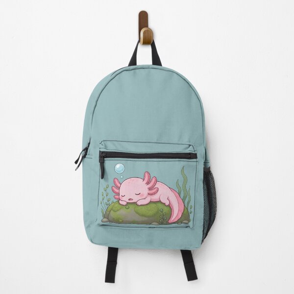Item preview, Sleeping Axolotl on Mossy Rock - Cute Aquarium Pet Nap Art designed and sold by Knacky Print.