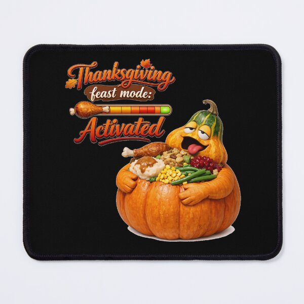 Item preview, Funny Thanksgiving Feast Mode Activated Stuffed Pumpkin Graphic designed and sold by DeliaDesignsCo.