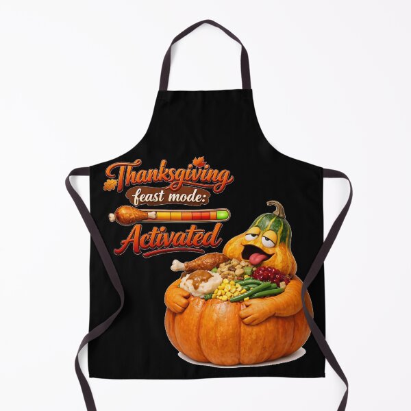 Item preview, Funny Thanksgiving Feast Mode Activated Stuffed Pumpkin Graphic designed and sold by DeliaDesignsCo.