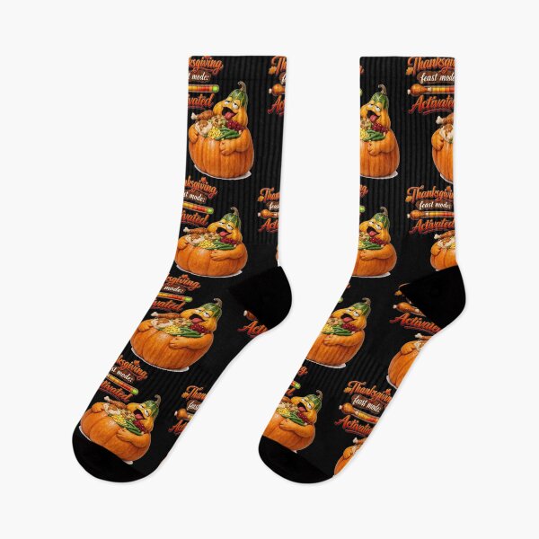 Item preview, Funny Thanksgiving Feast Mode Activated Stuffed Pumpkin Graphic designed and sold by DeliaDesignsCo.