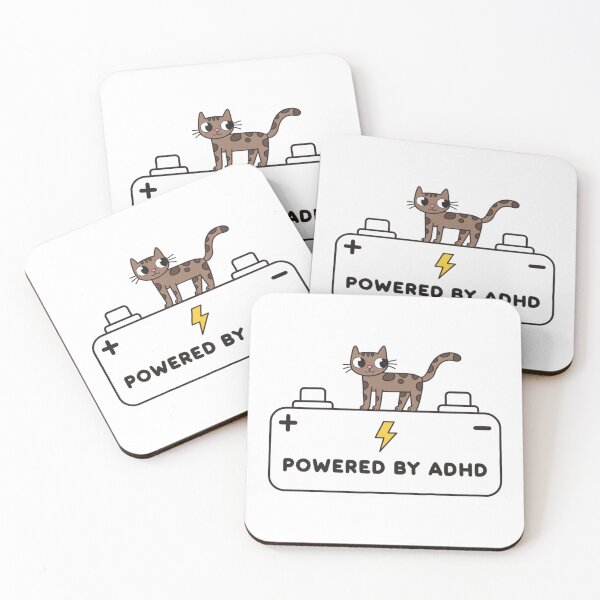 Item preview, Powered By ADHD Cat Pink – Cute Chaotic Kitty Art designed and sold by Charonde.