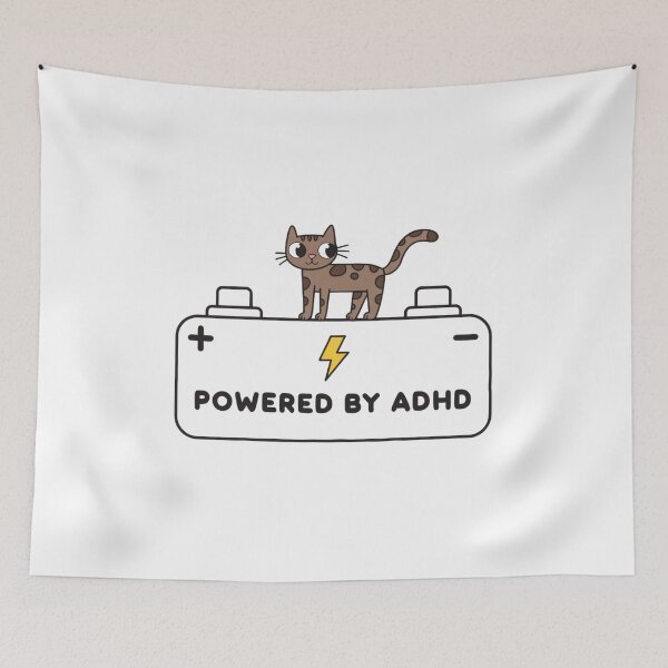 Item preview, Powered By ADHD Cat Pink – Cute Chaotic Kitty Art designed and sold by Charonde.