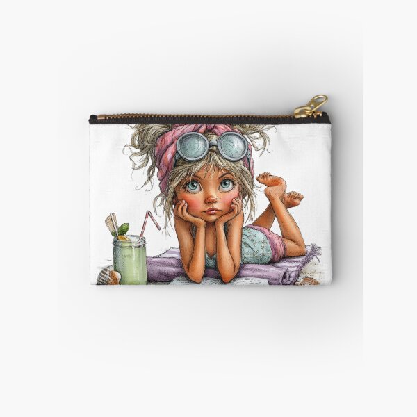 Item preview, Cute girl reading on the beach - whimsical design designed and sold by aliencharm.