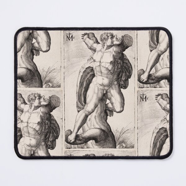 Item preview, Muscular Nude Male Figure Renaissance Engraving designed and sold by artofuniverse.