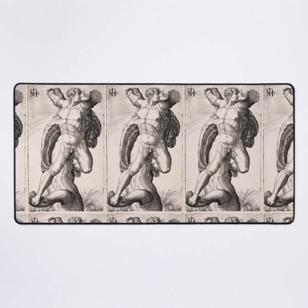 Item preview, Muscular Nude Male Figure Renaissance Engraving designed and sold by artofuniverse.